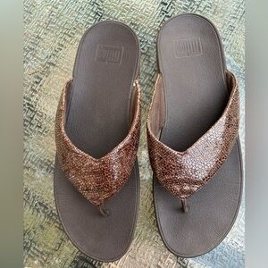 FitFlop Lulu Brown glitter flip flops thong sandal sandal women’s size 11 EUC
